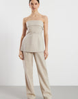 Lia Linen Top - Beige
