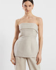 Lia Linen Top - Beige